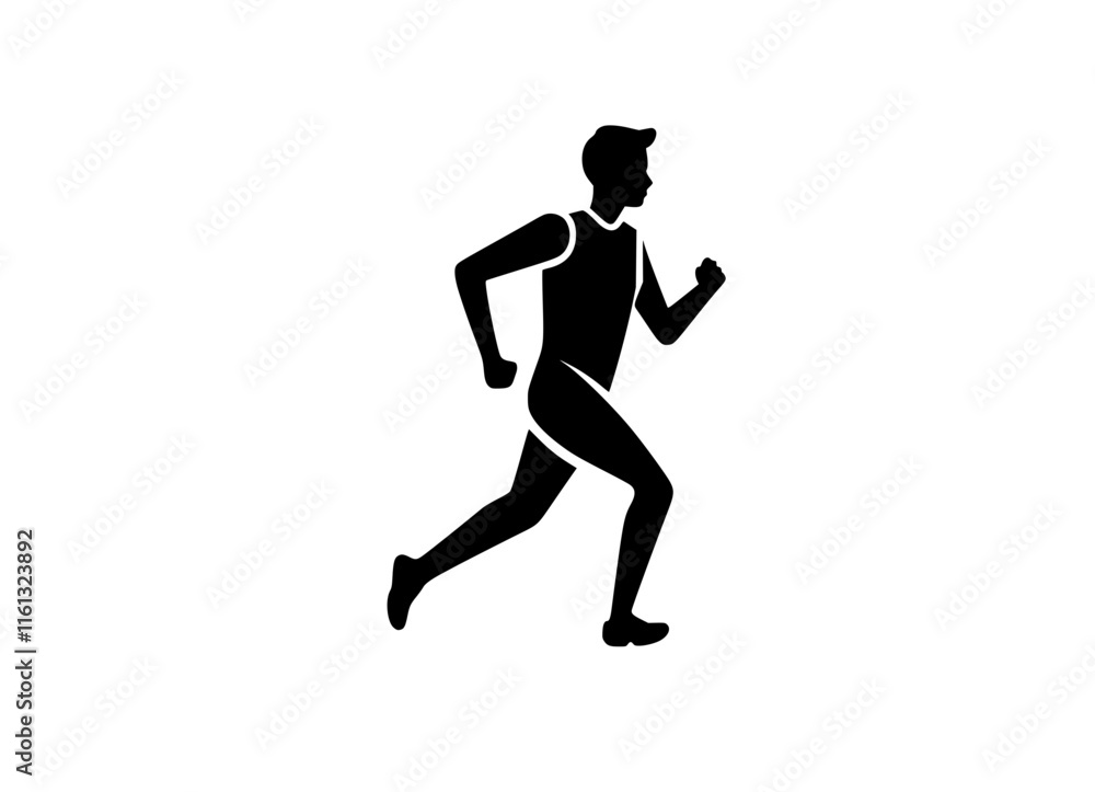 Graceful running man on white background icon Graceful running man on white background icon