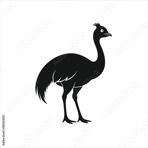  Elegant Cassowary Silhouette Illustration in Vector Format
