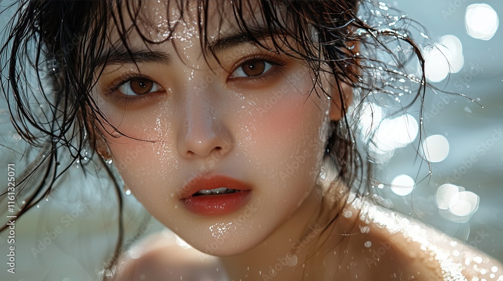 refreshing feeling of water on skin moment of pure serenity and natural beauty Capture essence of summer gentle embrace refreshing feeling of water on skin moment of pure serenity and natural beauty Capture essence of summer gentle embrace