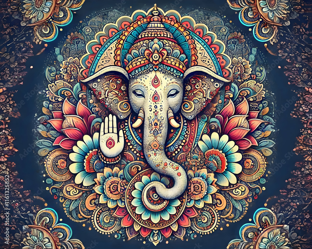 Naklejka premium Intricate Ganesha Mandala Art