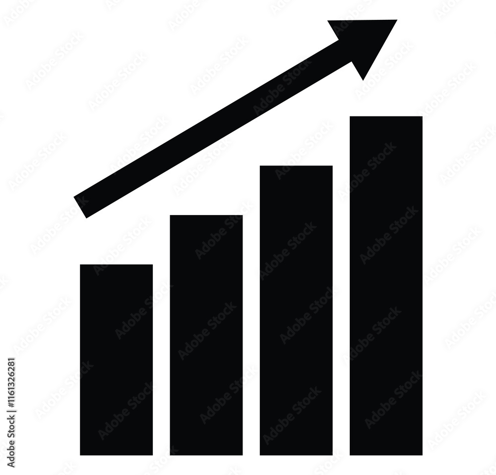 Increasing stock icon vector illustration on white background. Increasing stock icon vector illustration on white background.