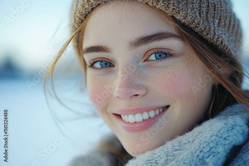 Smiling Woman In Winter