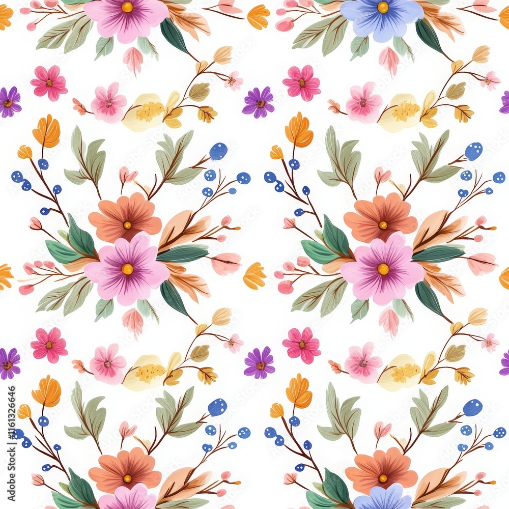 Fototapeta premium Colorful Floral Seamless Pattern Design