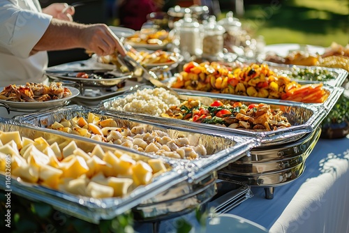 delicious buffet spread with variety of dishes ready to be served Many different food options available for guests to enjoy photo