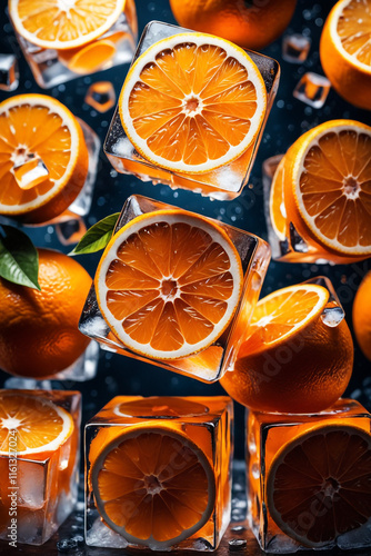 Photo shot of a fresh Orange with a blurred background
