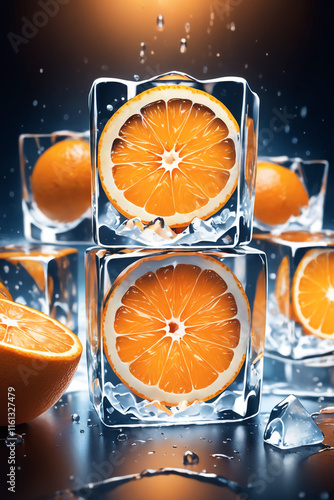 Photo shot of a fresh Orange with a blurred background