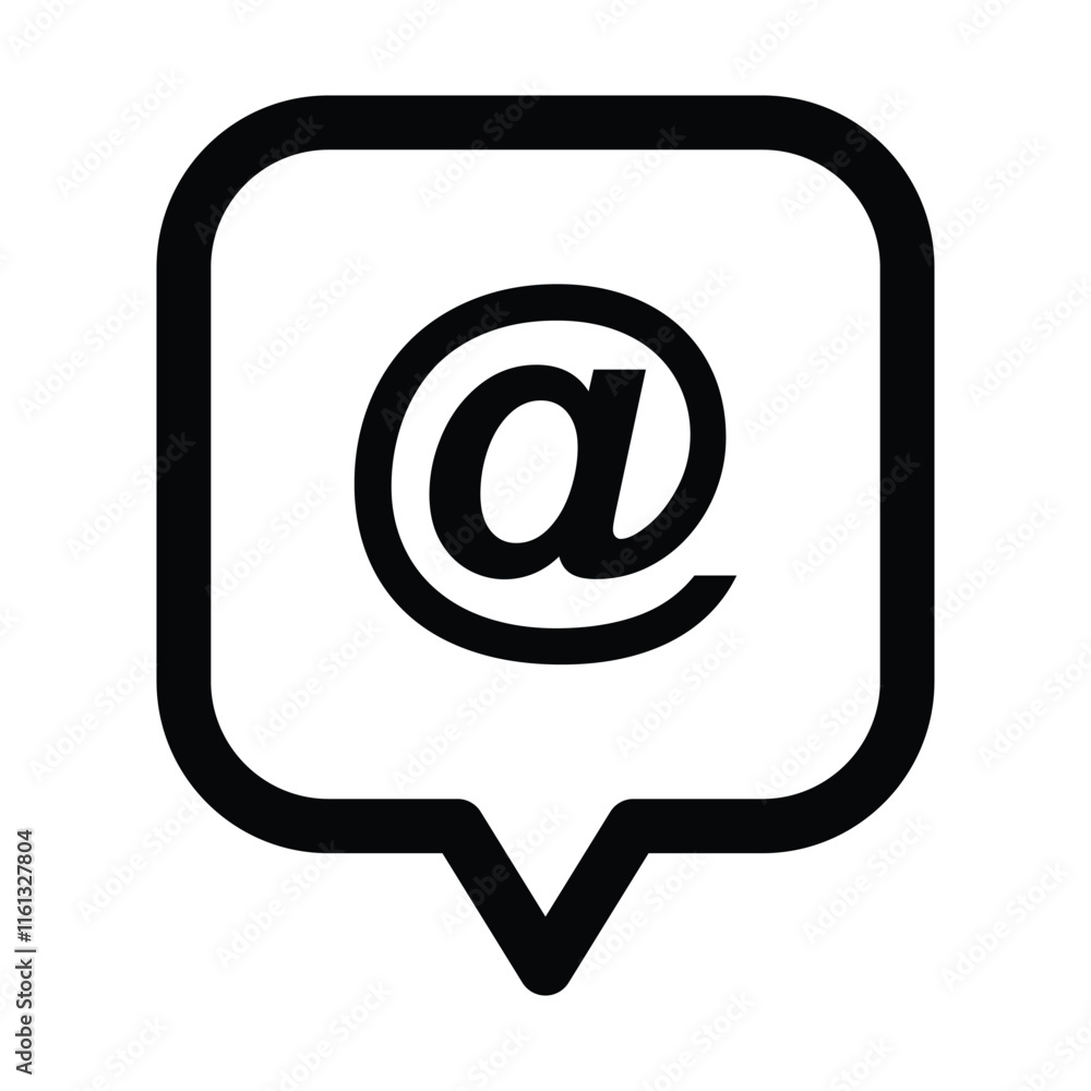 Simple Black Outline Mention Icon. Abstract Line Mention Icon for Website, Blog, Logo, Graphic design, Social media, UI, Mobile app. Simple Black Outline Mention Icon. Abstract Line Mention Icon for Website, Blog, Logo, Graphic design, Social media, UI, Mobile app.