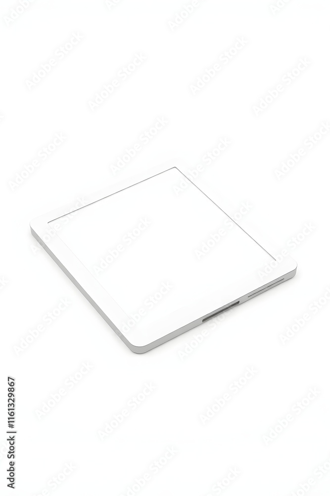 A minimalist white tablet device lying flat on a surface, designed for digital interaction. A minimalist white tablet device lying flat on a surface, designed for digital interaction.