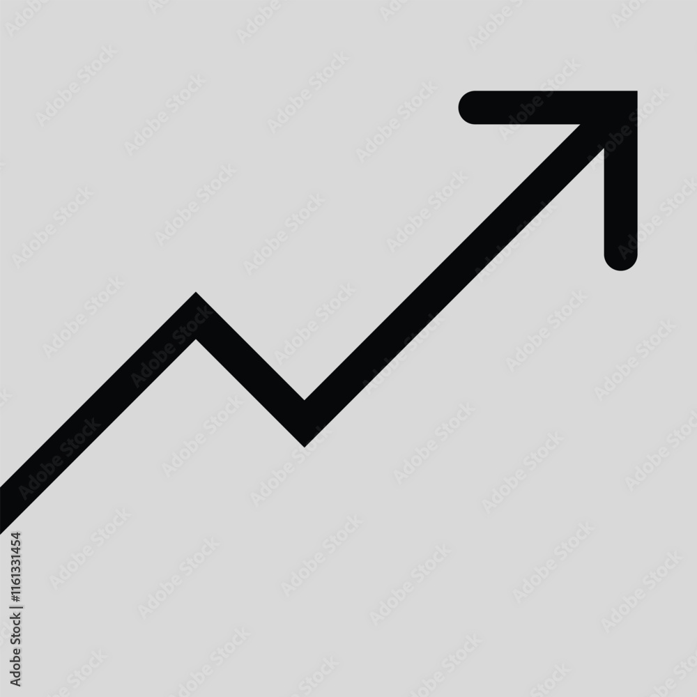 black business arrow graph going up with grey background black business arrow graph going up with grey background