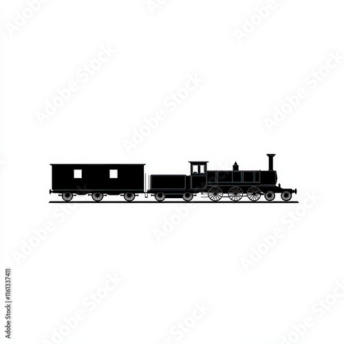 Steam Train Silhouette, Bla...
