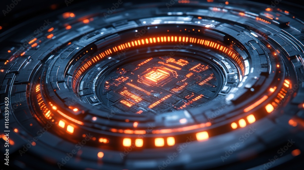 Abstract futuristic design featuring glowing circuits and patterns. Abstract futuristic design featuring glowing circuits and patterns.