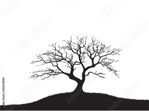 tree silhouette landscape. hand drawn design. vector illustration