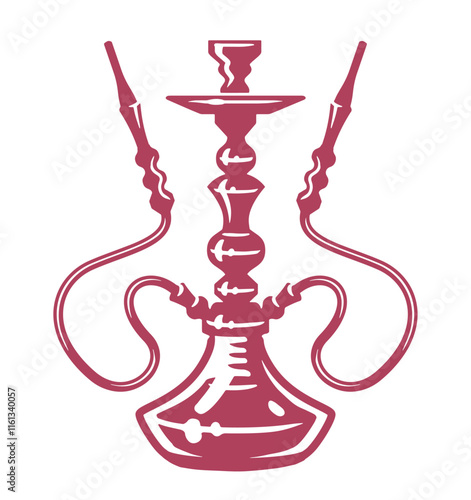 Hookah with two pipes, emblem. Smoking tobacco logo symbol. Shisha vector illustration
