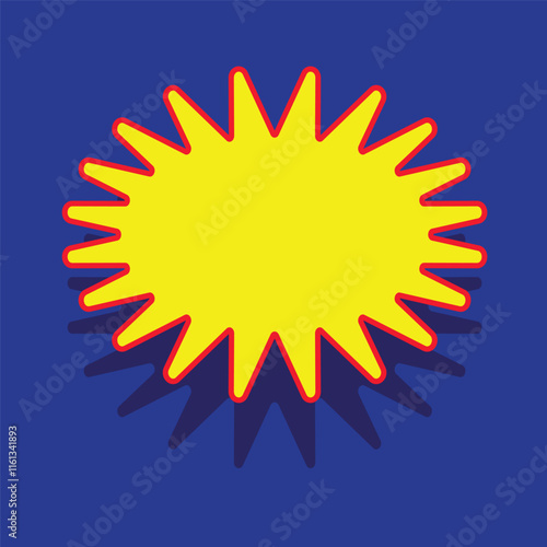 blue and yellow explosion-like balloon frame, background illustration