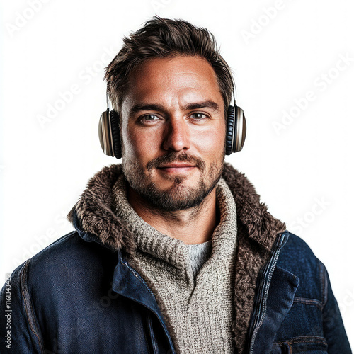 Man With Headphones Isolated