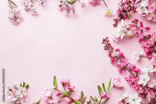 Pink and white flower arrangement with a pink background