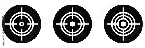 Set of target icon. Gun target icon set on isolated background. Crosshair icon in black.