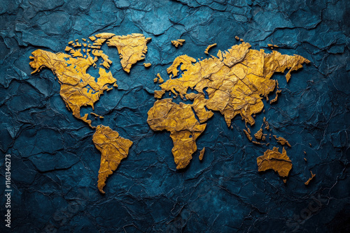 world map on black background