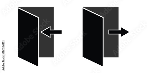 Simple Exit Door Icon with Bold Arrow Design for Emergency Exits, Wayfinding, and Safety Signage in Flat Vector Style.