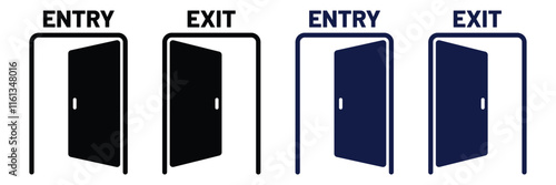 Entry and exit icon set isolated on white background.