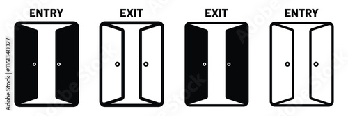 Entry and exit icon set isolated on white background.