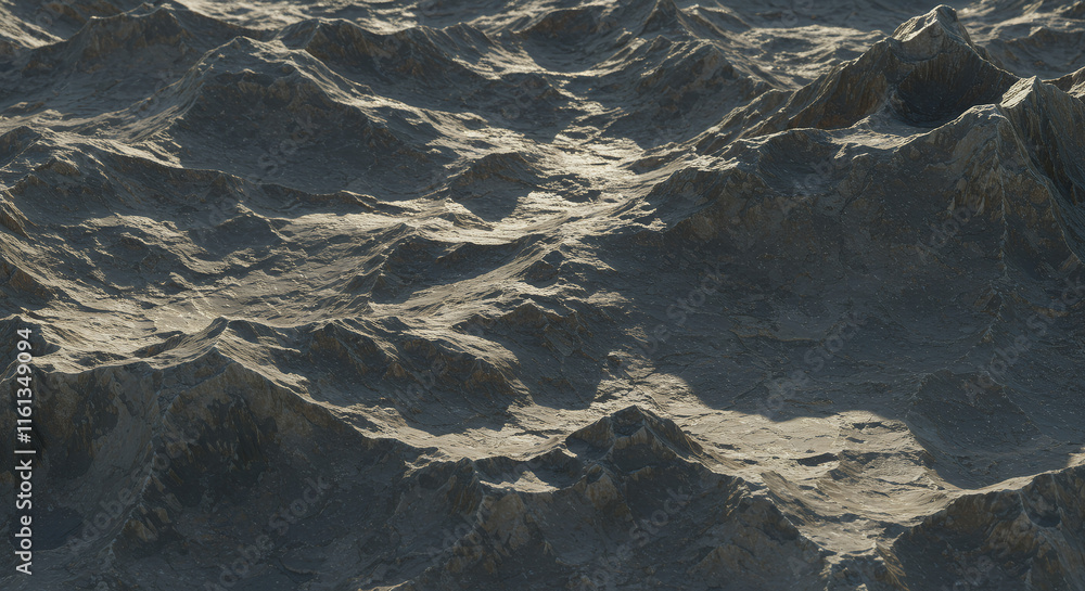 Fototapeta premium Rugged Mountain Texture, Stone Surface, Detailed Rock Formation, 3D Render