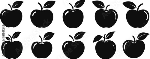 Apple vector silhouette set design, apple icon set illustration