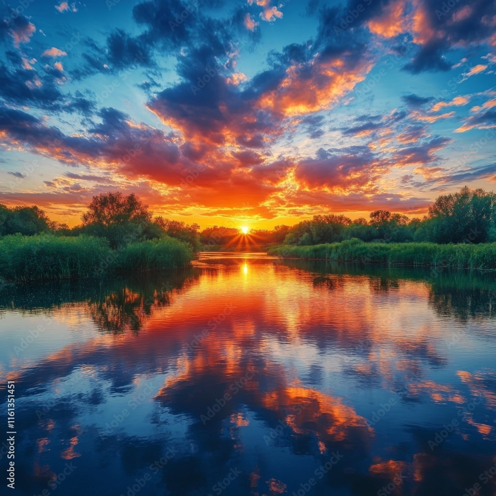 Obraz premium Sunset by river