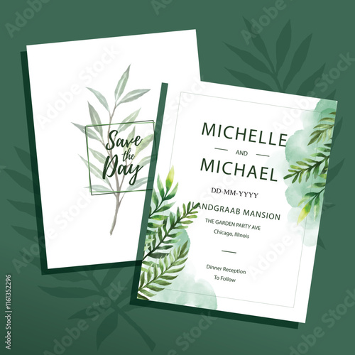 Wedding card templates elegant classical leaves decor