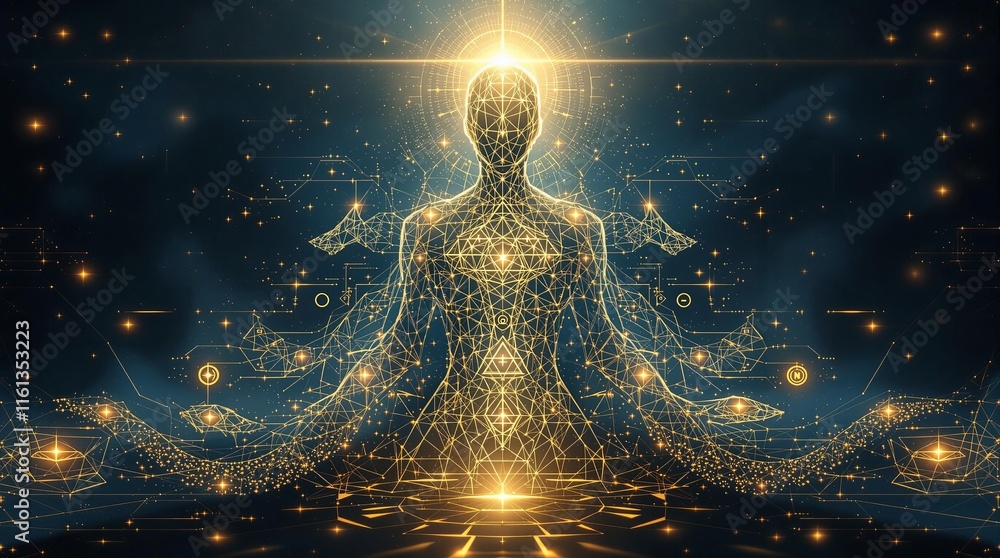 Digital enlightenment: neural network meditation with glowing geometric patterns Digital enlightenment: neural network meditation with glowing geometric patterns