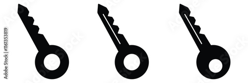 Key icon. Black key icon set isolated on white background.