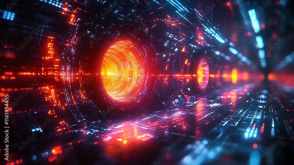 Obraz premium Vibrant Lights Enhancing Futuristic HUD Dashboard and Creating Dynamic Background