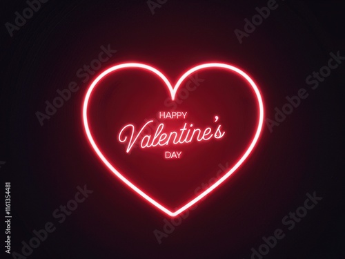 Neon Heart Happy Valentine’s Day Design