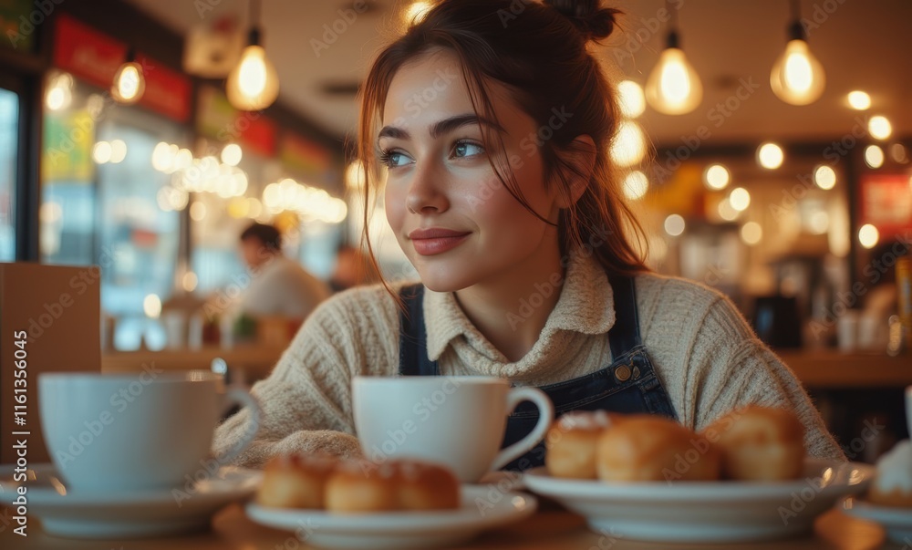 Thoughtful young woman enjoying coffee break Thoughtful young woman enjoying coffee break