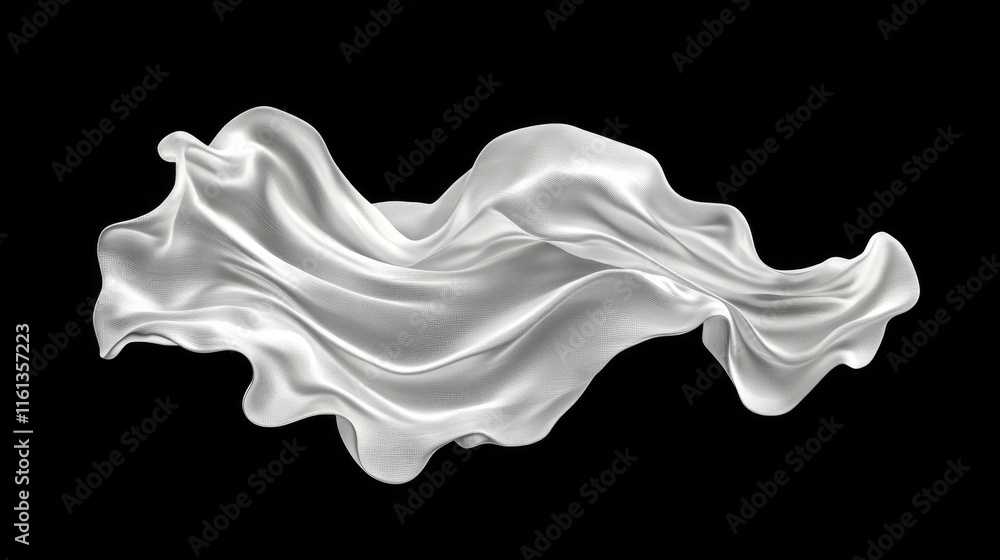Dynamic White Textile in Motion, Draping Elegantly with Wind for a Fluid 3D Design Dynamic White Textile in Motion, Draping Elegantly with Wind for a Fluid 3D Design