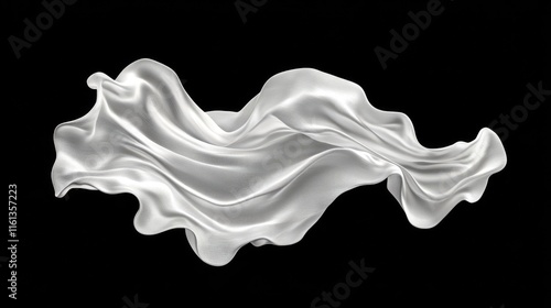 Dynamic White Textile in Motion, Draping Elegantly with Wind for a Fluid 3D Design