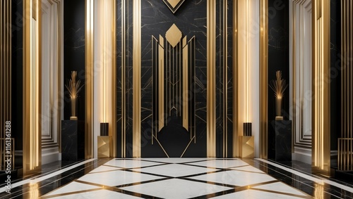 Luxurious Art Deco Interior with Gold Accents