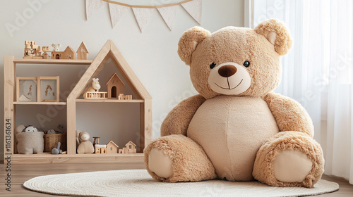 Giant Teddy Bear in Child s Room  Playroom Decor  Soft Toy  Plush  Nursery