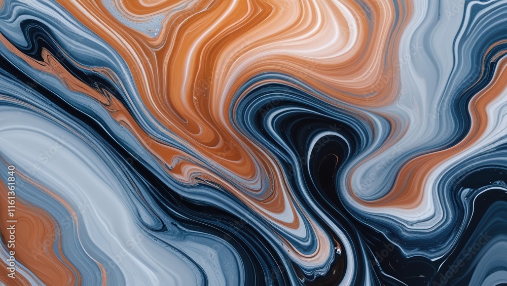 Fluid Swirl Pattern in Blue and Orange Fluid Swirl Pattern in Blue and Orange
