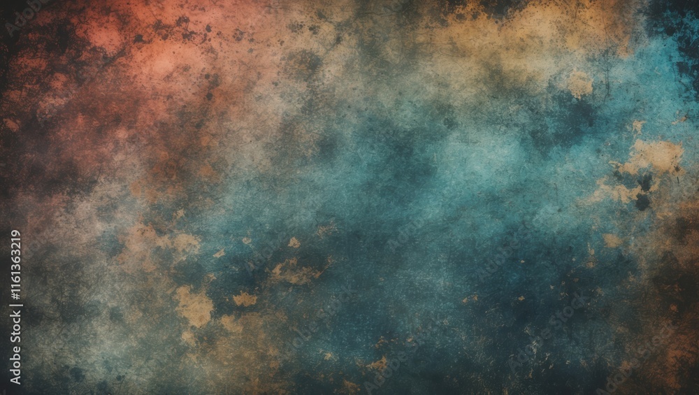 Obraz premium Moody Abstract Textured Background in Blue, Orange, and Brown
