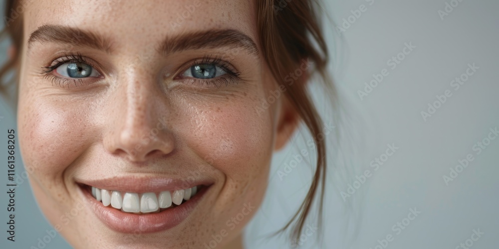 Woman with glowing skin, smiling at the camera. Woman with glowing skin, smiling at the camera.