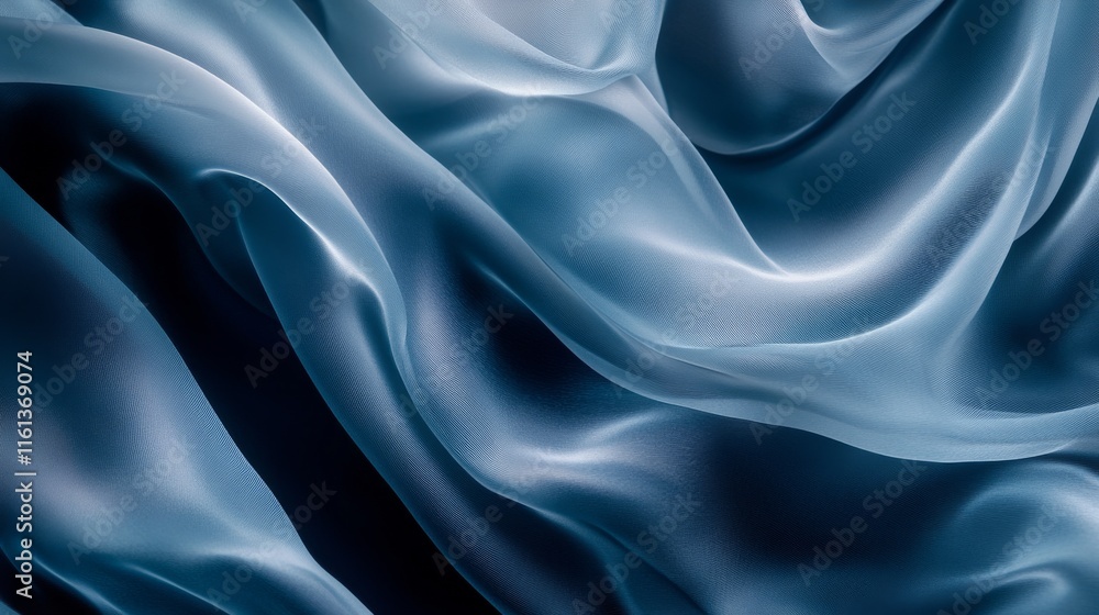 Obraz premium A blue fabric with a pattern of waves. The fabric is very soft and smooth
