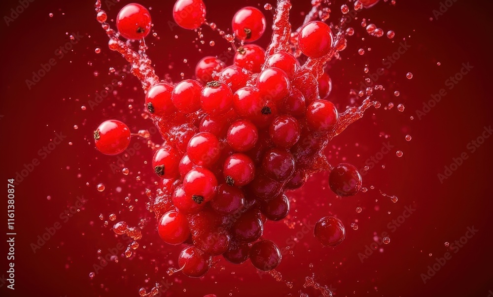 Fresh red berries splashing in vivid red Fresh red berries splashing in vivid red