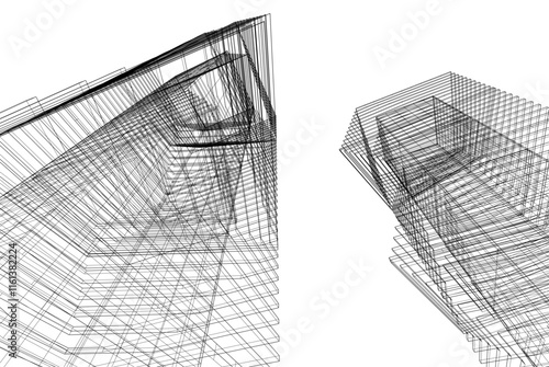 Abstract 3d architecture, vector background