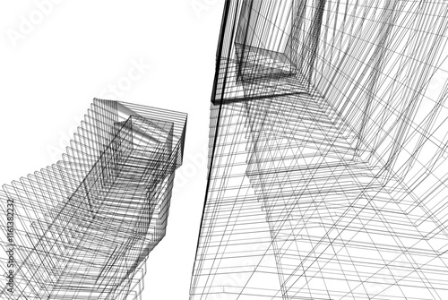 Abstract 3d architecture, vector background