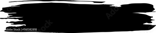 Wide black brush stroke featuring rough edges creates a textured banner effect, perfect for infusing designs with a grunge or artistic flair while enhancing visual interest