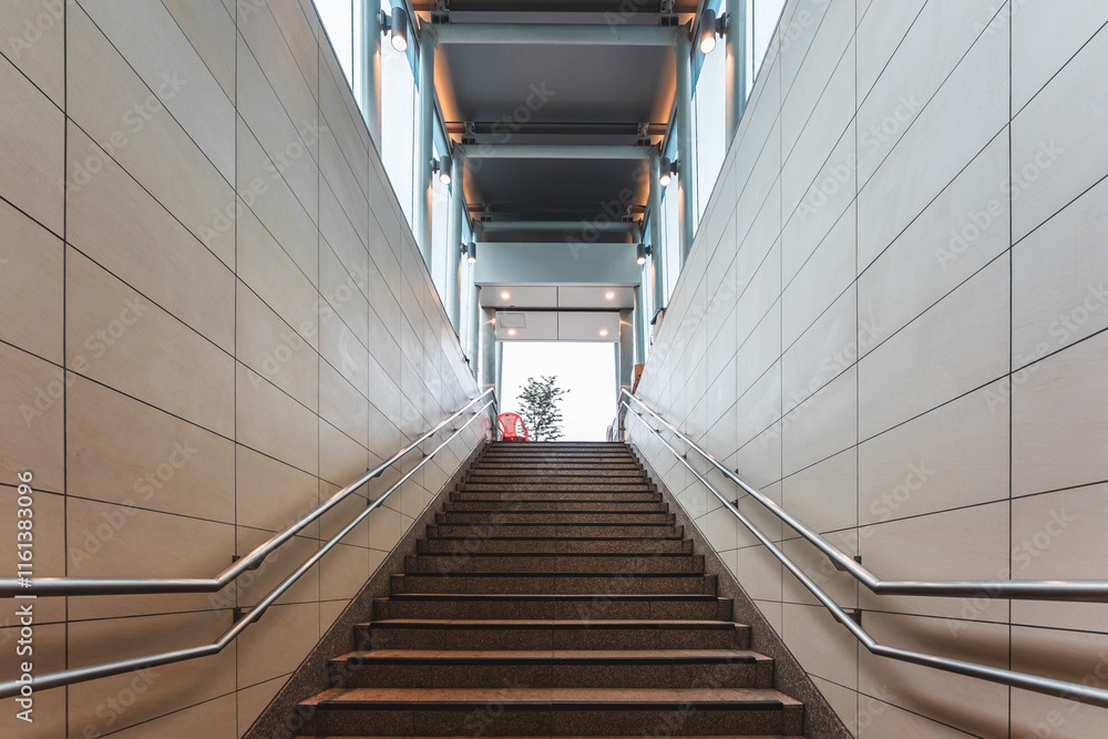 Fototapeta premium Interior view of the metro train entering the Opera House station. An intermodal transfer station complex, part of the Ho Chi Minh City Metro 01 system. Travel concept.