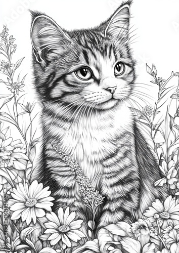 Wallpaper Mural Cat Coloring Pages Torontodigital.ca