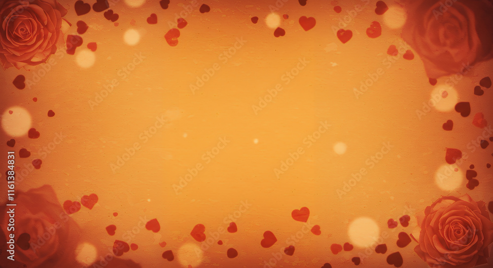Romantic Valentine's Day Background with Roses and Hearts Romantic Valentine's Day Background with Roses and Hearts