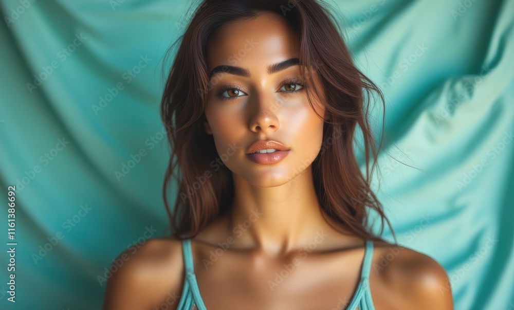 Elegant woman with long hair and glowing skin Elegant woman with long hair and glowing skin